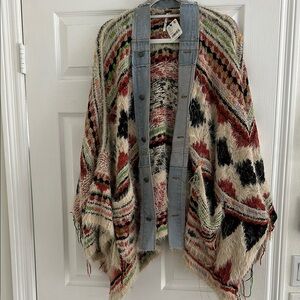 Free People Multicolor Bohemian Knit Poncho NWT XS/S